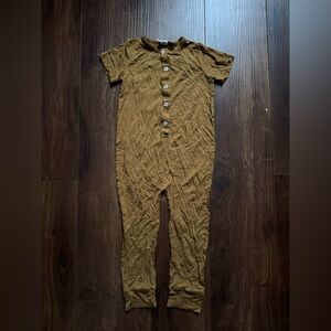 Brown Button-Up Kids Jumpsuit